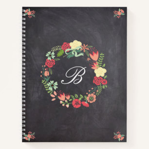 Blumenschrift auf der Tafel Monogramm Notizbuch