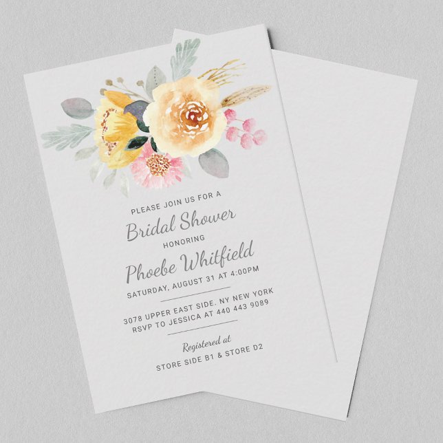 Blumenschrift Brautparty Watercolor Botanisch Mitteilungskarte (Floral Bridal Shower Script Watercolor Botanical Note Card)