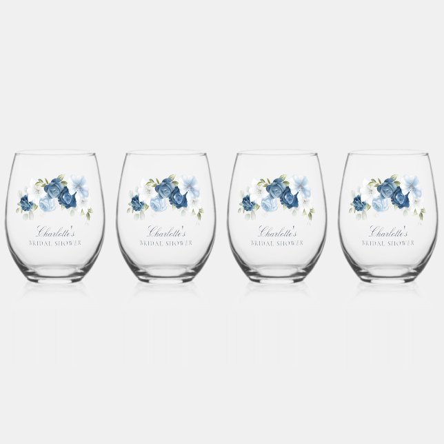 Blumenschrift-Brautparty Weinglas Ohne Stiel (Vorderseite)