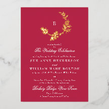 Blumenschrift Classic Monogram Red Magenta Wedding