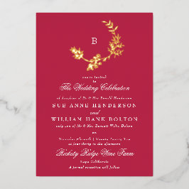 Blumenschrift Classic Monogram Red Magenta Wedding Folieneinladung