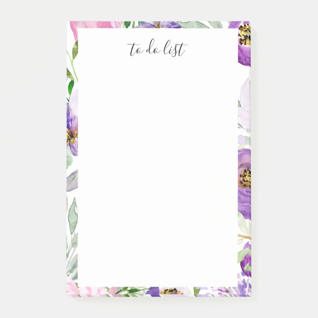 Blumenschrift für Personalisierte Liste Post-it Klebezettel (Vorderseite)