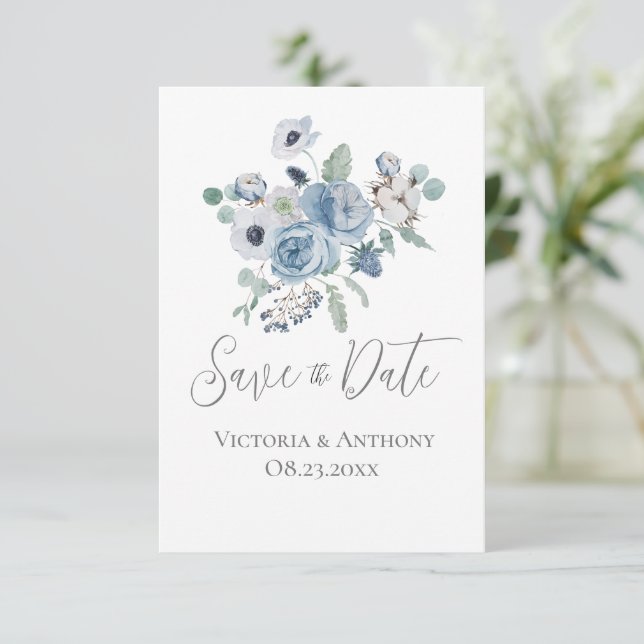 Blumenschrift Moderne Hochzeit rettet das Datum (Stehend Vorderseite)