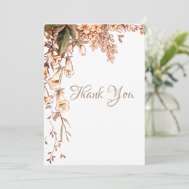Blumenschrift Personalisiert Romantische Hochzeit Dankeskarte (Stehend Vorderseite)