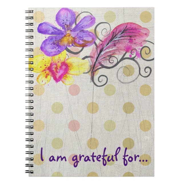 Blumenschrift und Feathers Dankesblatt Notizblock (Vorderseite)