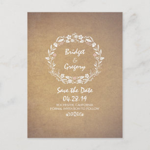 Blumenschrift Vintag Save the Date Postkarten