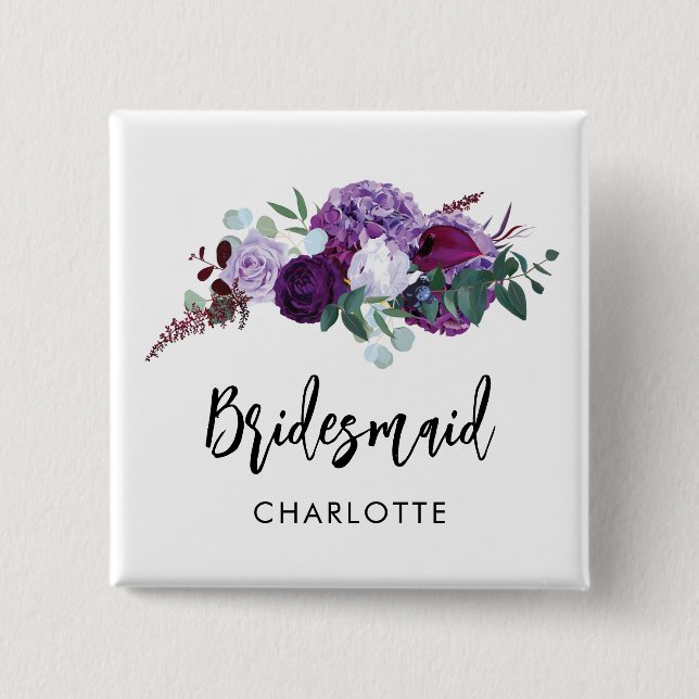 Blumenschrift Wedding Keepake Custom Bridesmaid Button (Vorderseite)
