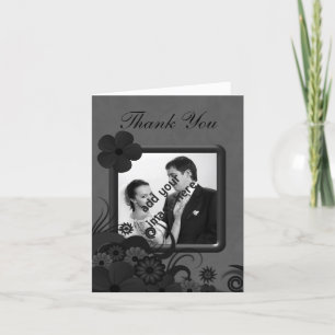 Blumenschwarz und Grau Hochzeit Vielen Dank Foto-K Dankeskarte