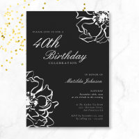 Blumenschwarz und Weiß 40. Geburtstag
