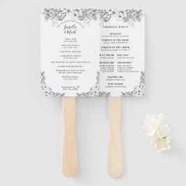Blumenschwarz & Weiß Hochzeitsprogramm Hand Fan Fächer