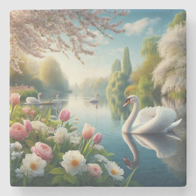 Blumenschwingenkunst Steinuntersetzer (Vorderseite)