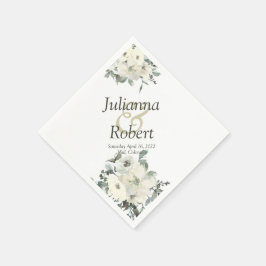 Blumenserviere aus Elfenbein Serviette