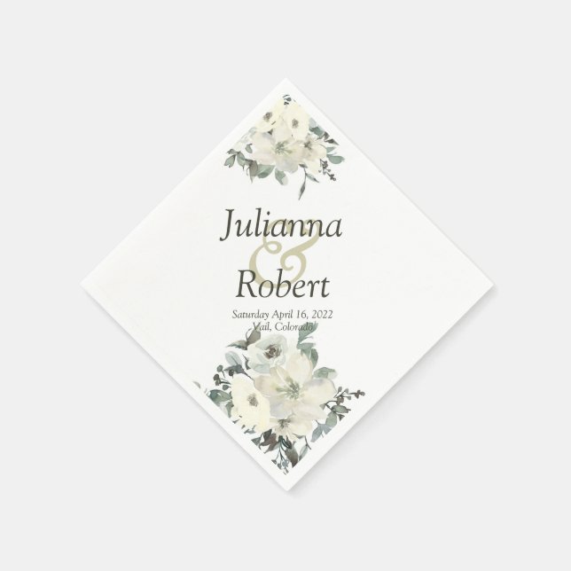 Blumenserviere aus Elfenbein Serviette (Ecke)