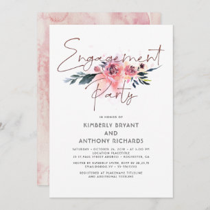 Blumensignatur-Skript Elegante Engagement-Partei Einladung