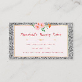 Blumensilber Glitzer Makeup Artist Schönheitssalon Visitenkarte