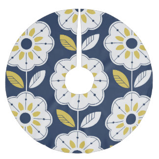 Blumenskandinavischer Stil Nahtloses Muster Polyester Weihnachtsbaumdecke