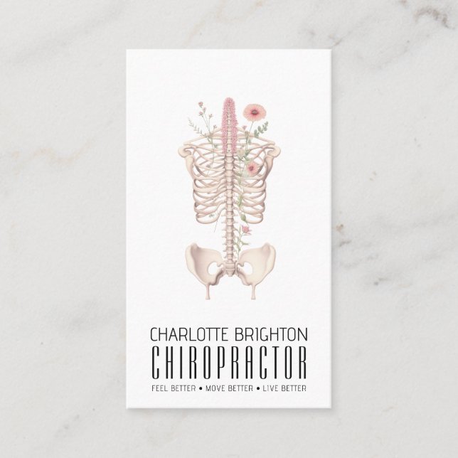 Blumenskelett Chiropraktiker Ernennung & Visitenkarte (Vorderseite)