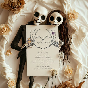 Blumenskelett Halloween Guest Details Begleitkarte