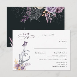 Blumenskelett | Halloween Wedding RSVP Karte