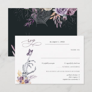 Blumenskelett Halloween Wedding RSVP Karte
