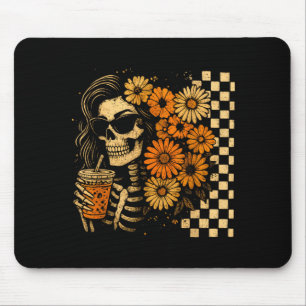 Blumenskelett Kaffee Mama Halloween Retro Herbst Mousepad