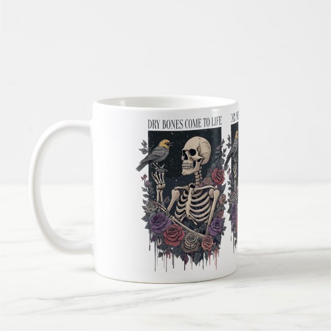 Blumenskelett mit Vogelgrippe-Liebe Kaffeetasse (Links)