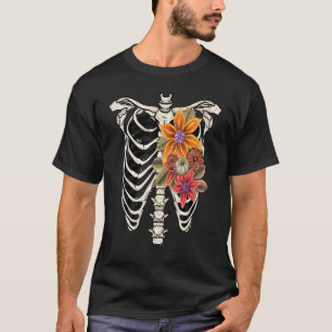 Blumenskelett Vintag X Ray Ribcage Blume Goth T-Shirt
