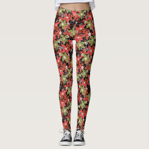 Blumenskizze im Retro-Herbstlook mehrfarbig Leggings