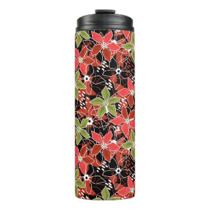 Blumenskizze im Retro-Herbstlook mehrfarbig Thermosbecher