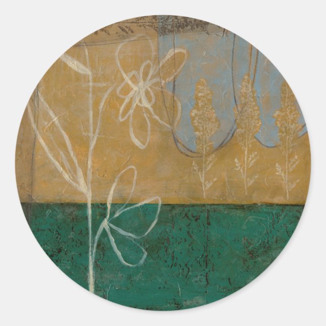 Blumenskizze mit Wildblume und Pflanze Runder Aufkleber (Vorderseite)