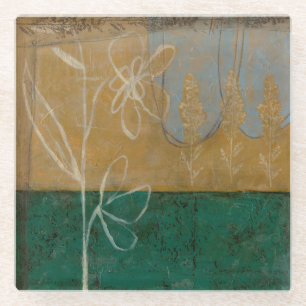 Blumenskizze mit Wildblume und Pflanzen Glasuntersetzer