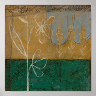 Blumenskizze mit Wildblume und Pflanzen Poster