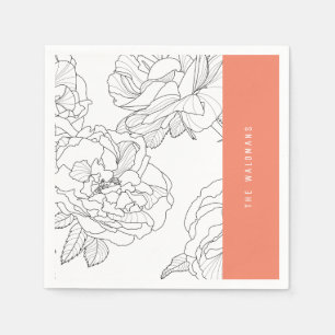 Blumenskizze-Serviette Serviette