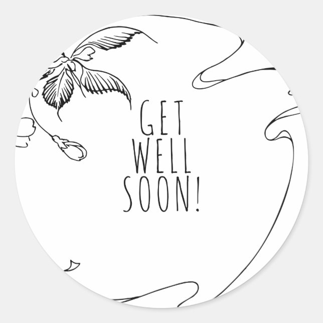 Blumenskizze wird gut runder aufkleber (Vorderseite)