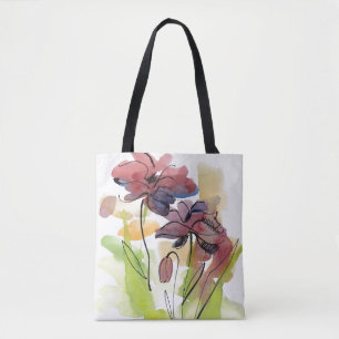 Blumensommerentwurf mit handgemalten abstrakten 2 tasche
