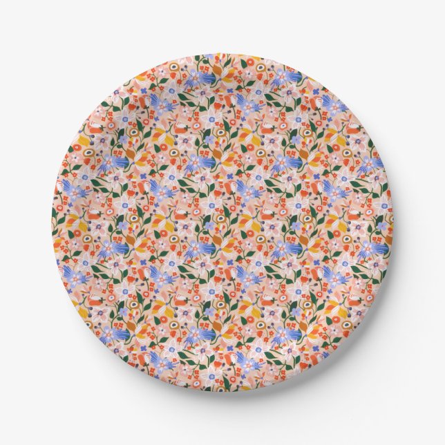 Blumensommerliche Wildblumen Blühen Garten Pappteller (Vorderseite)