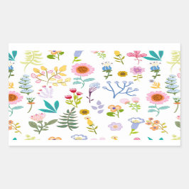 Blumensommerpapier mit botanischem Hintergrund Rechteckiger Aufkleber