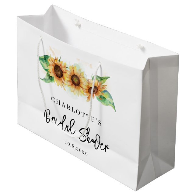 Blumensonnenblume Brautparty Große Geschenktüte (Vorderseite Schrägansicht)