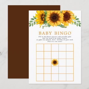 Blumensonnenblume Rustikales Baby Dusche Bingo Spi Einladung