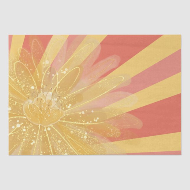 Blumensonnenburst Orange Pink Abstrakte Sonne Seidenpapier (Vorderseite)