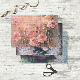Blumensorte Rose Antiquitäten Handschrift Decoupag Geschenkpapier Set