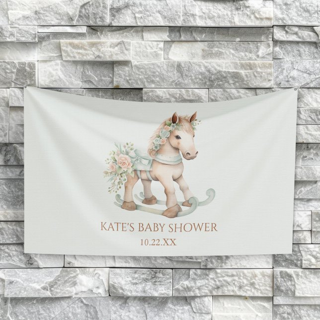 Blumenspielzeug Rocking Horse Babydusche Banner (Von Creator hochgeladen)
