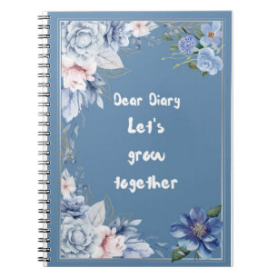 Blumenspiraljournal Blaue Blumen-Notizbuch Notizblock