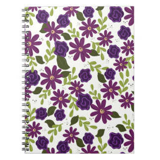 Blumenspiralpapier mit Lila Blooms Notizblock