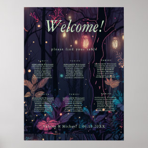 Blumenspray-Fantasie-Kunst 6 -Tisch-Sitzplan Poster