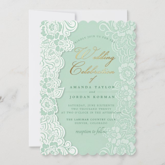 Blumenstempel Grüne Hochzeitseinladung Einladung (Vorderseite)