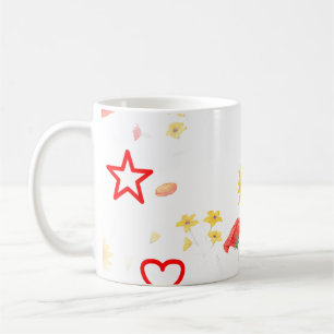 Blumenstern & Herz-Tasse - Helle Sonnenblumen & Ro Kaffeetasse
