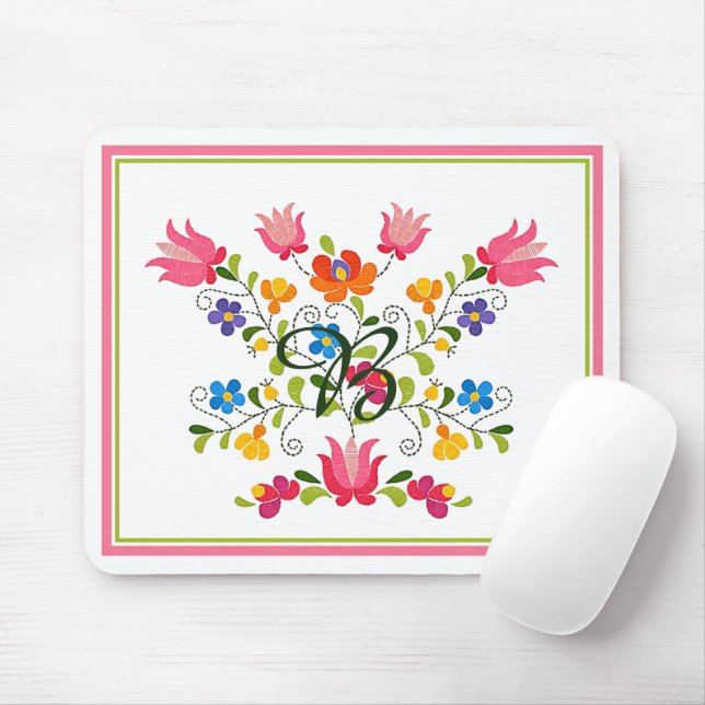 Blumenstickerei Mousepad (Mit Mouse)