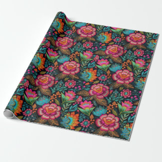 Blumenstickermuster Geschenkpapier