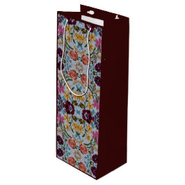 Blumenstickermuster mit schönen Blume Geschenktüte Für Weinflaschen